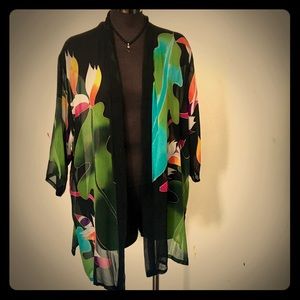 Vintage 100% Silk Kimono Top Cover Up OSFM EUC